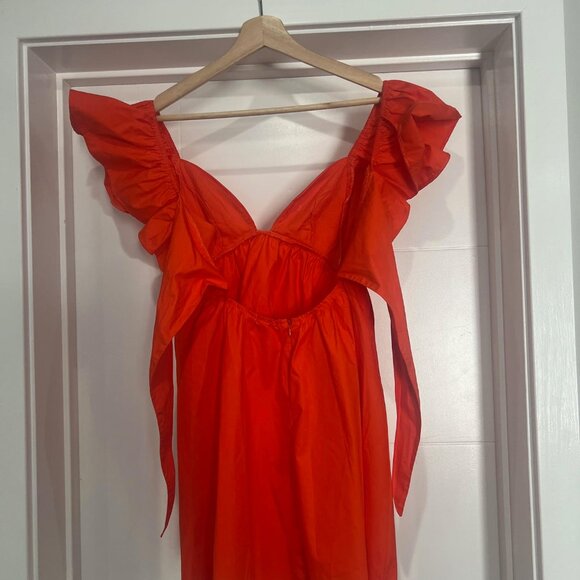 Olivaceous Orange Flutter Sleeve Dress - Size S NWT - Picture 8 of 8